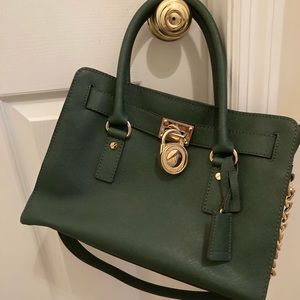 Michael Kors Hamilton small green handbag purse